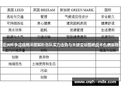 亚洲杯争冠格局深度解析各队实力走势与关键变量前瞻战术伤病赛程